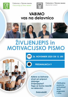 Vabljeni na delavnico Kako pripraviti učinkovit življenjepis in motivacijsko pismo?