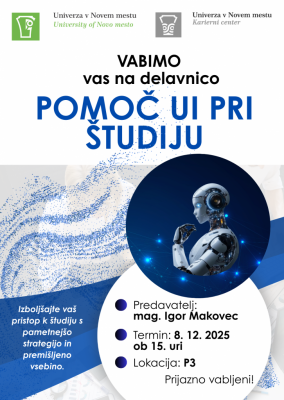 Vabilo na delavnico - Pomoč umetne inteligence pri študiju