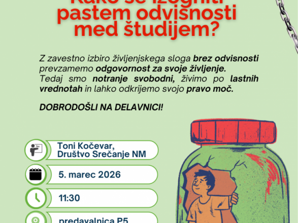 Vabilo na delavnico Kako se izogniti pastem odvisnosti med študijem?