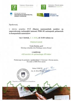 Vabilo na predavanje z naslovom »Od meritev do optimalnega 3D tiska«